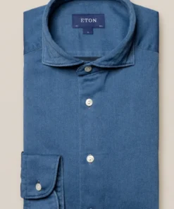 Eton Blue Satin Indigo Slim Fit