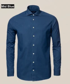 Eton Blue Denim Shirt Full Cut Away Collar