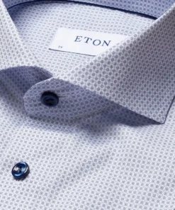 Eton Blue Micro Print Slim Fit Off The Water