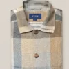 Eton Khaki Plaid Linen Twill Overshirt Off The Water