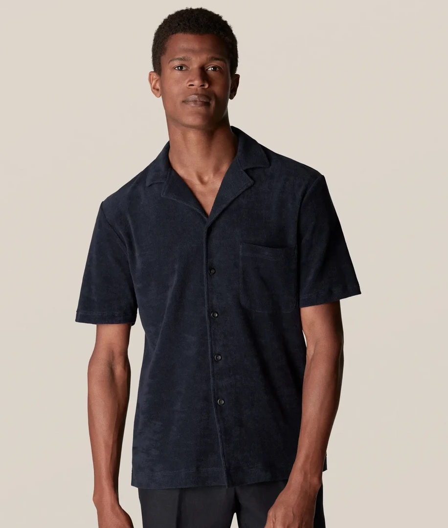 Off The Water Eton Dark Navy Terry Cloth Resort Shirt 1 Off The Water Eton Dark Navy Terry Cloth Resort Shirt