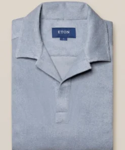 Off The Water Eton Terry Polo Shirt Blue -SLIM Fit
